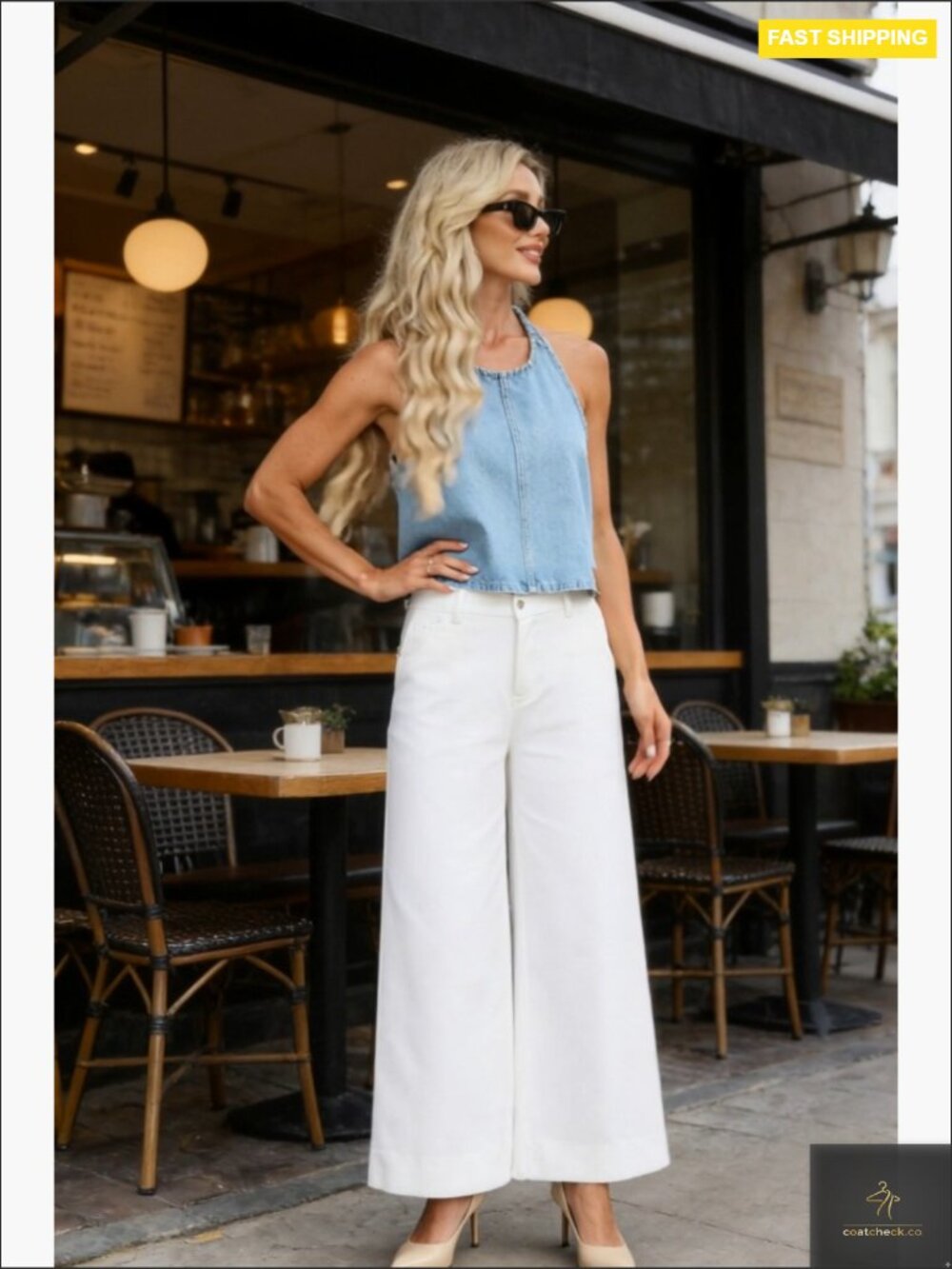 Halter Denim Vest Sleeveless Open Back Y2K Western Waistcoat Crop Jean Top Party - Picture 7 of 7